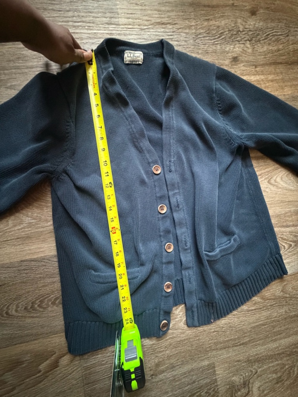 L.L. Bean Men's Dark Navy Shawl-Collar Cotton Cardigan